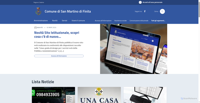 Security scan screenshot of https://www.comune.sanmartinodifinita.cs.it