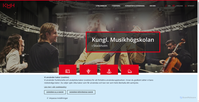 Security scan screenshot of https://www.kmh.se/
