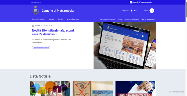 Security scan screenshot of https://comune.pietrarubbia.pu.it/