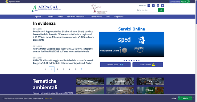 Security scan screenshot of https://www.arpacal.it/