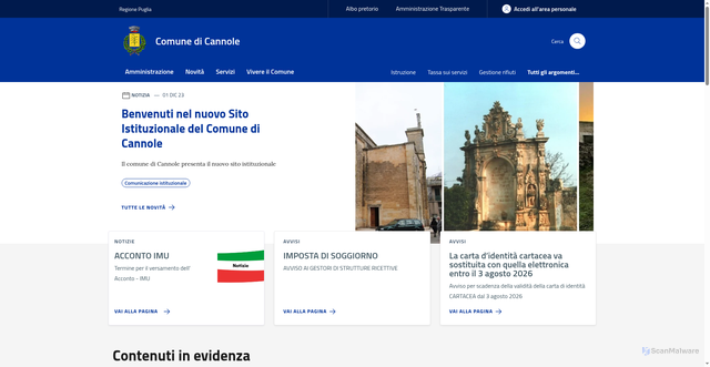 Security scan screenshot of https://www.comune.cannole.le.it