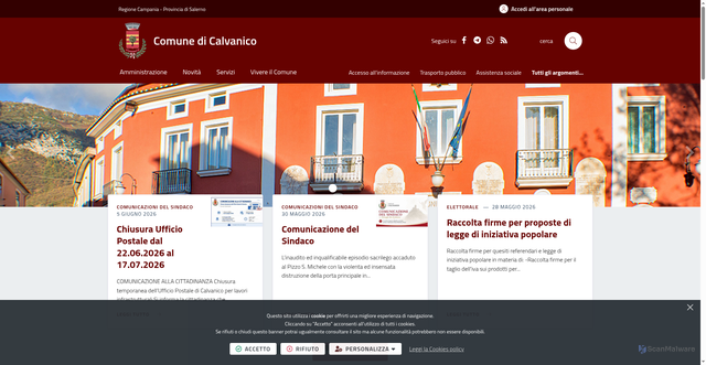 Security scan screenshot of https://www.comune.calvanico.sa.it