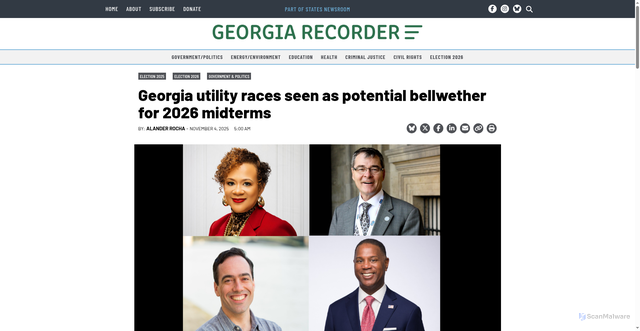 Security scan screenshot of https://georgiarecorder.com/2025/11/04/georgia-utility-races-seen-as-potential-bellwether-for-2026-midterms/