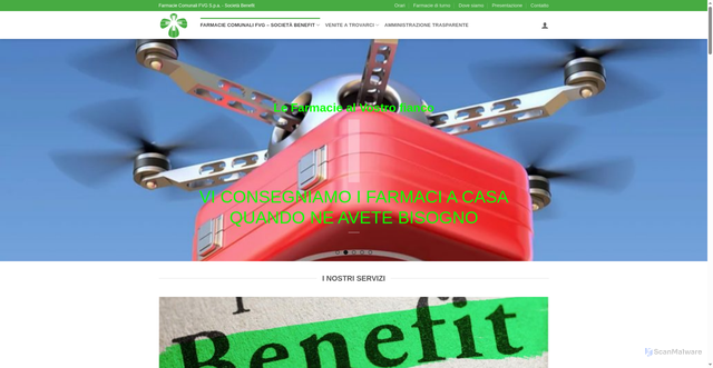 Security scan screenshot of https://www.farmaciecomunalifvg.it/