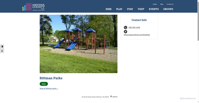 Security scan screenshot of https://www.visitmedinacounty.com/listings/rittman-parks/