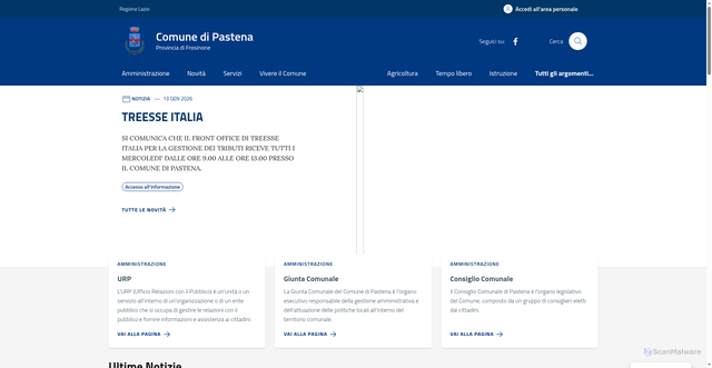 Security scan screenshot of https://comune.pastena.fr.it/