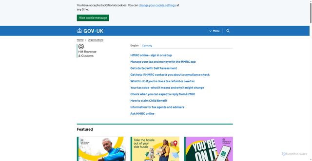 Security scan screenshot of http://www.hmrc.gov.uk