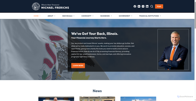 Security scan screenshot of https://illinoistreasurer.gov/