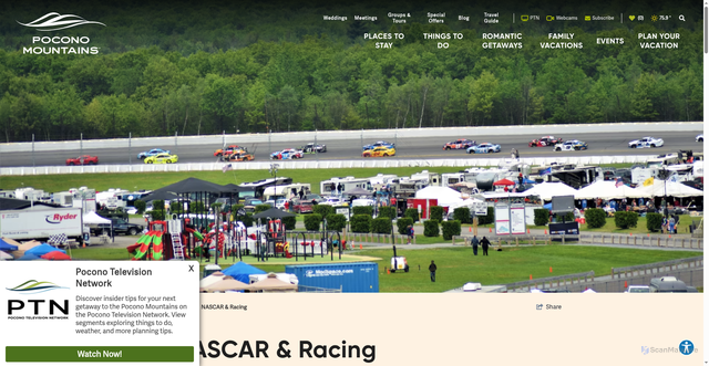 Security scan screenshot of https://www.poconomountains.com/things-to-do/nascar-racing/