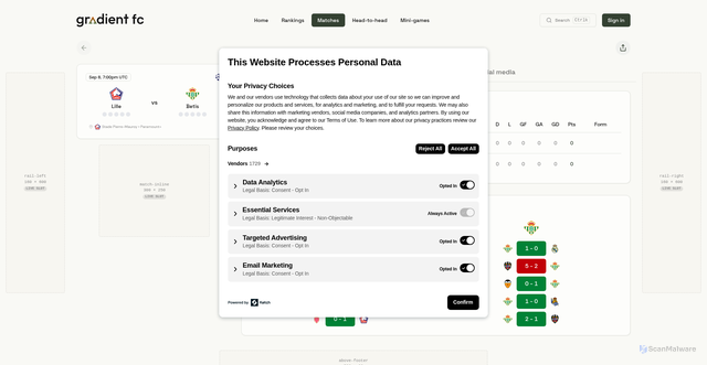 Security scan screenshot of https://fc-staging.gradientsports.com/match/19873645