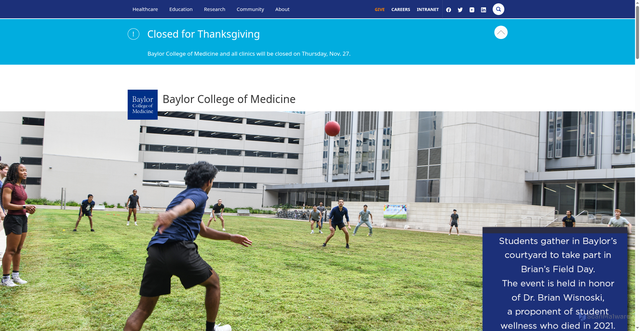 Security scan screenshot of https://www.bcm.edu/