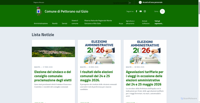 Security scan screenshot of https://www.comune.pettorano.aq.it