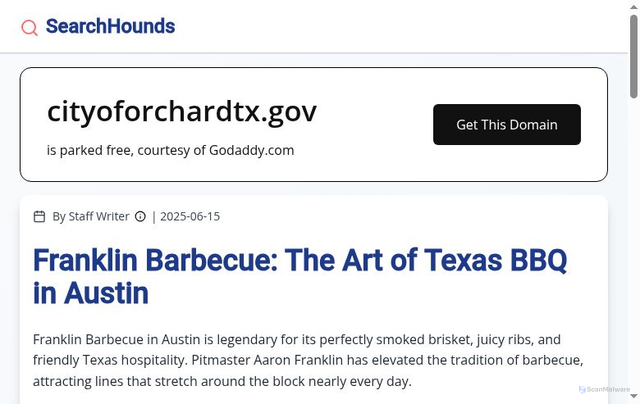 Security scan screenshot of https://cityoforchardtx.gov/