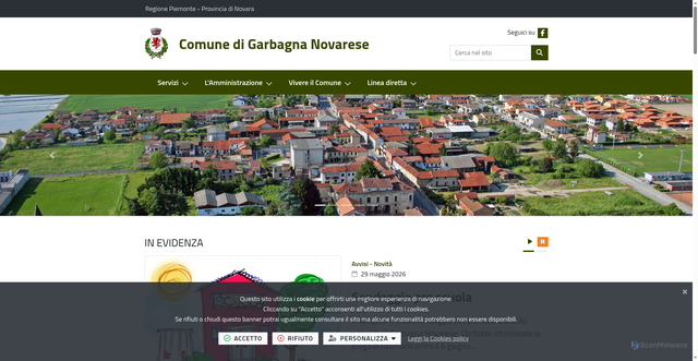 Security scan screenshot of https://www.comune.garbagna.no.it