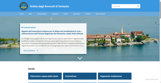 Security scan screenshot of https://www.ordineavvocativerbania.it/