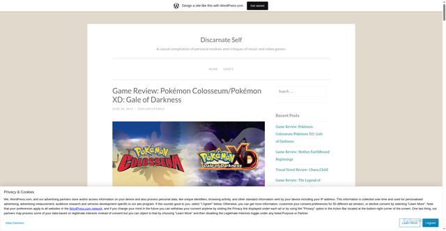 Security scan screenshot of https://discarnateself.wordpress.com/2019/06/20/game-review-pokemon-colosseum-pokemon-xd-gale-of-darkness/