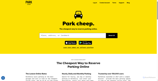 Security scan screenshot of https://parkchirp.com