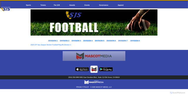 Security scan screenshot of https://www.cifsjs.org/football-d1-bracket