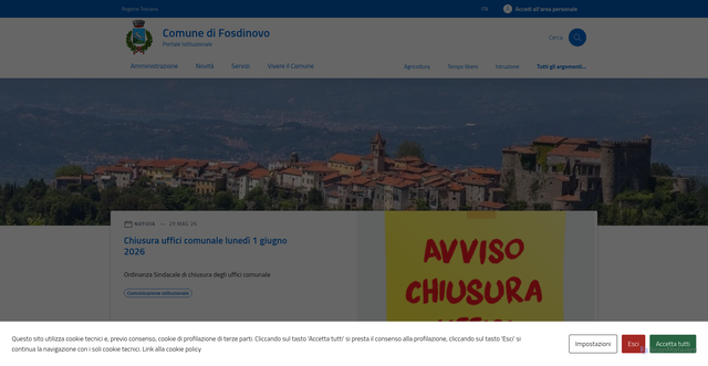 Security scan screenshot of https://www.comune.fosdinovo.ms.it