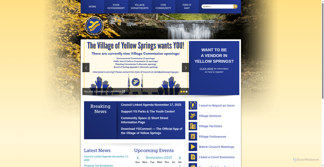 Security scan screenshot of https://www.yellowsprings.gov/