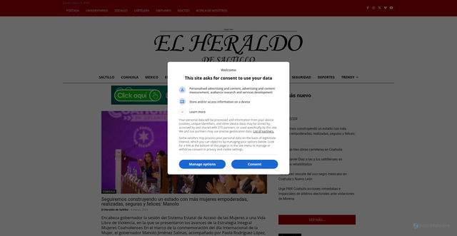 Security scan screenshot of https://elheraldodesaltillo.mx