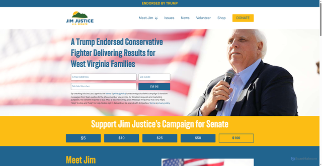 Security scan screenshot of https://jimjusticewv.com/