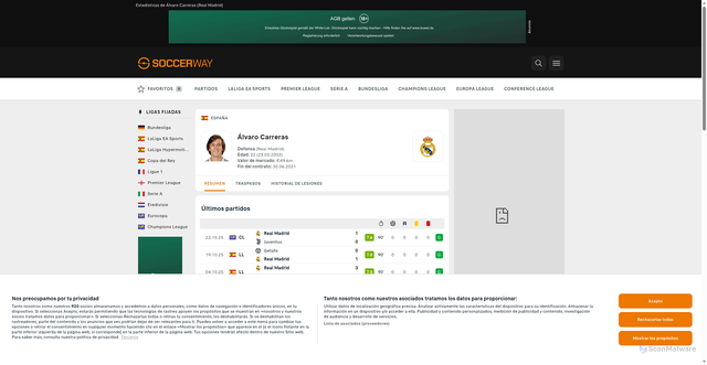 Security scan screenshot of https://es.soccerway.com/jugador/fernandez-alvaro/ALGEzlma/