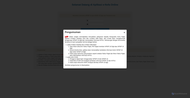 Security scan screenshot of https://efaktur.pajak.go.id