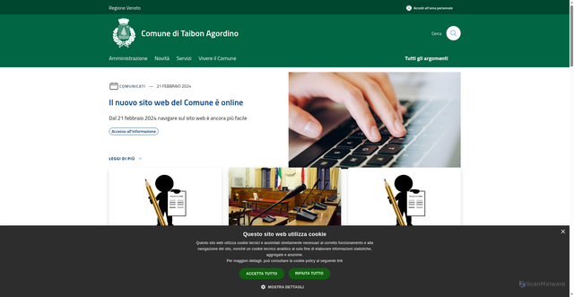 Security scan screenshot of https://www.comune.taibonagordino.bl.it