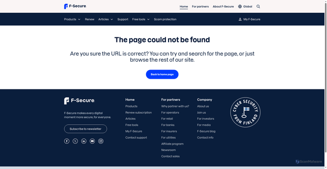 Security scan screenshot of https://www.f-secure.com/link-checker