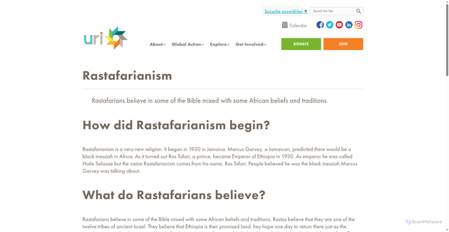 Security scan screenshot of https://www.uri.org/kids/world-religions/rastafarianism