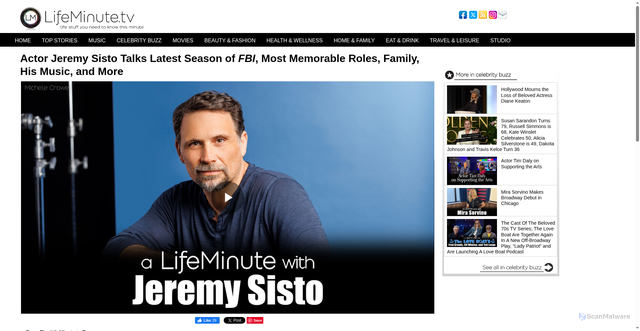 Security scan screenshot of https://lifeminute.tv/celebrity/video/actor-jeremy-sisto-talks-latest-season-fbi-most-memorable-roles-family-his-music