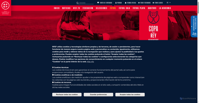Security scan screenshot of https://rfef.es/es/competiciones/copa-de-sm-el-rey
