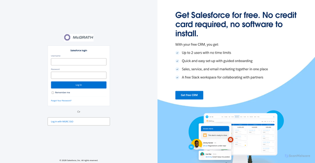 Security scan screenshot of https://mgrc.lightning.force.com