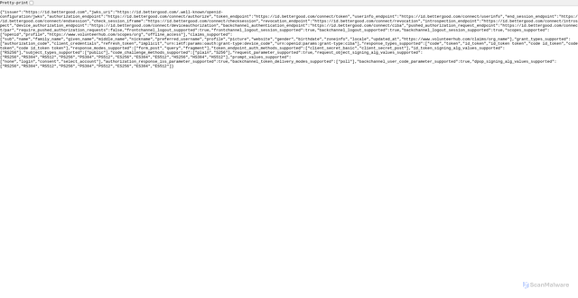 Security scan screenshot of https://id.bettergood.com