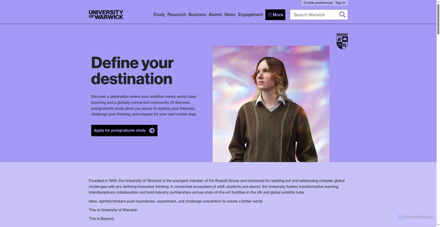 Security scan screenshot of https://warwick.ac.uk/