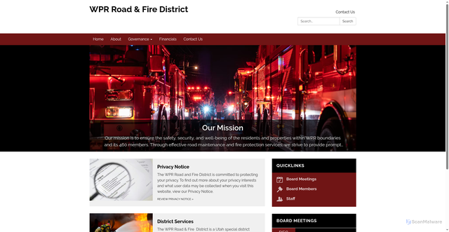 Security scan screenshot of https://www.wprroadandfiredistrictutah.gov/