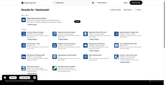 Security scan screenshot of https://app.identixweb.com/