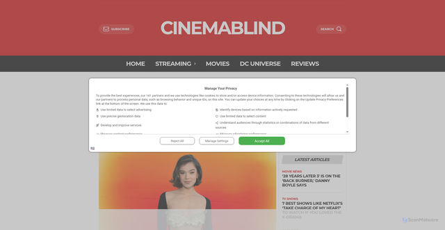 Security scan screenshot of https://www.cinemablind.com/best-hailee-steinfeld-movies-and-tv-shows/