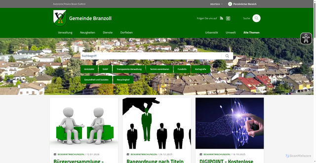 Security scan screenshot of https://www.comune.bronzolo.bz.it/de