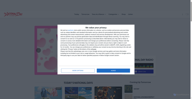 Security scan screenshot of https://www.nationaldaycalendar.com