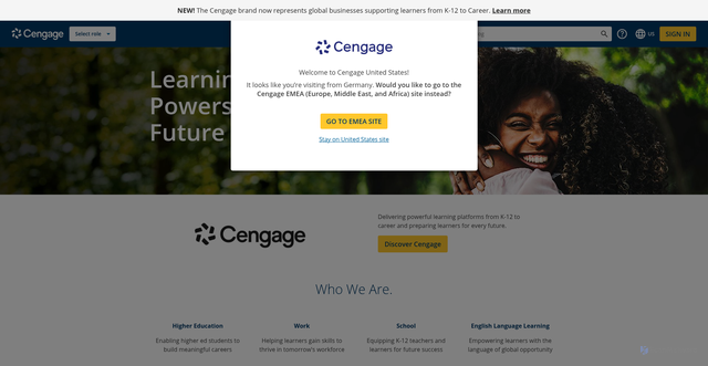 Security scan screenshot of https://cengage.com