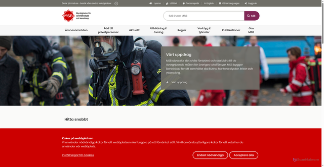 Security scan screenshot of https://www.msb.se/