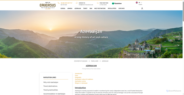 Security scan screenshot of https://www.best-of-caucasus.co.uk/en/about_azerbaijan.html