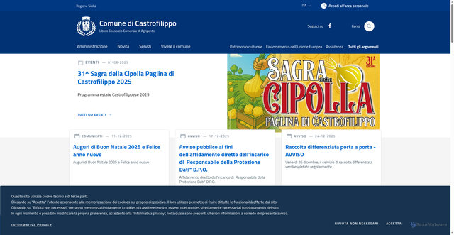 Security scan screenshot of https://www.comune.castrofilippo.ag.it/