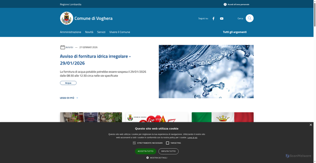 Security scan screenshot of https://www.comune.voghera.pv.it/it