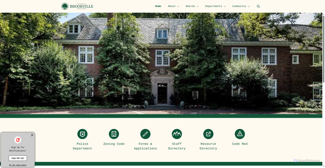 Security scan screenshot of https://villageofbrookville.gov/