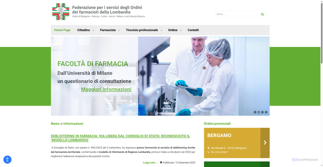 Security scan screenshot of https://www.ordinifarmacistilombardia.it/