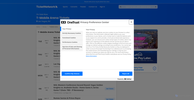 Security scan screenshot of https://www.ticketnetwork.com/venues/t-mobile-arena-tickets