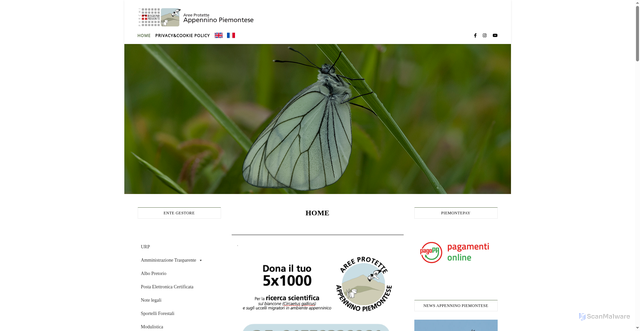 Security scan screenshot of https://www.areeprotetteappenninopiemontese.it